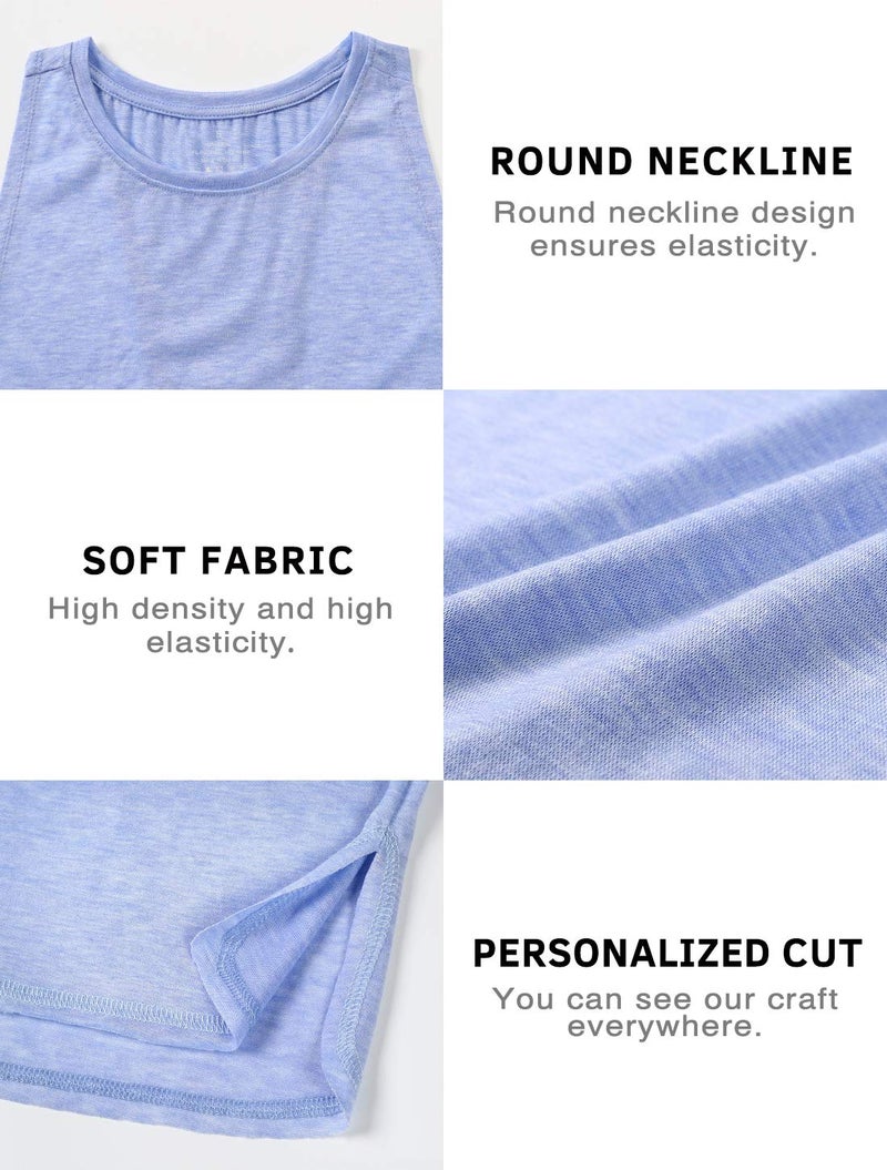 Cosy Pyro Workout Tank Tops for Women Lightweight Running Tanks Basic Gym Tops Sleeveless Athletic Yoga Shirts-4 Pack Black/Light Gray/White/Blue Small - Image 5